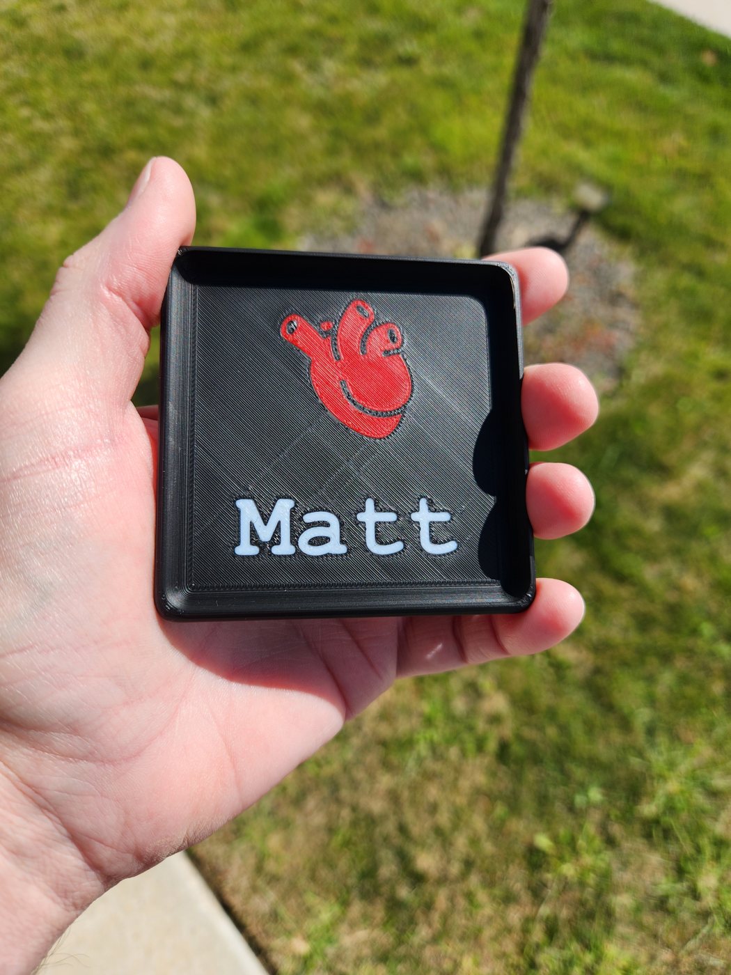 Heart tray held in sunlight